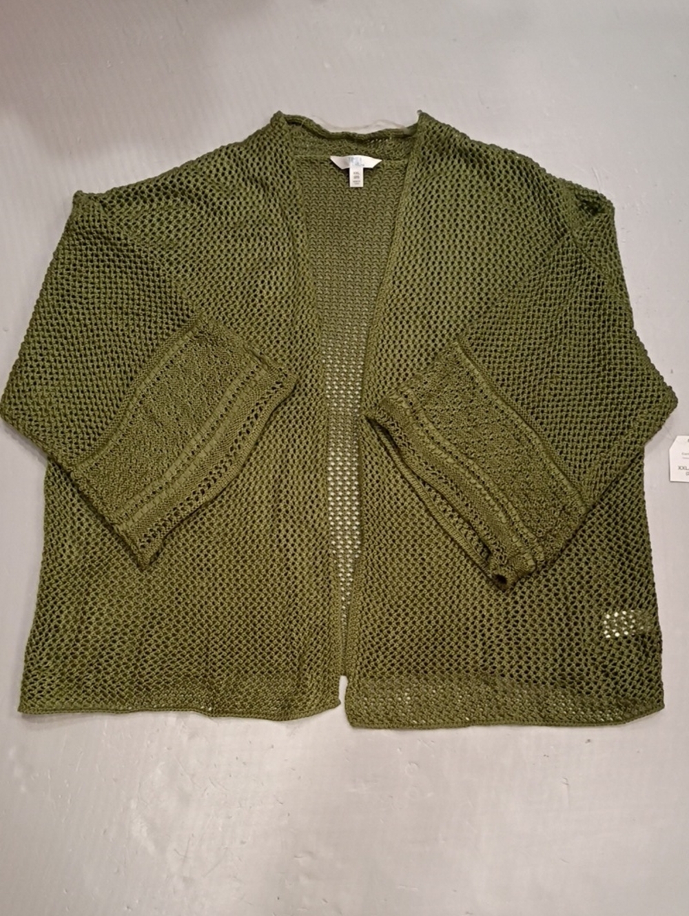 Time and Tru Olive Open-Knit Cardigan Sweater XXL